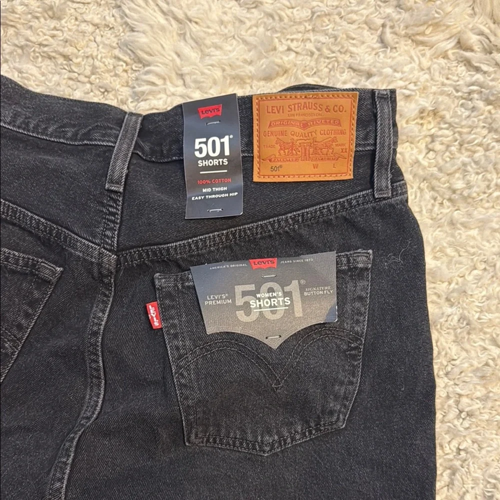 Levi's Black Distressed Jean Shorts - Picture 4 of 6